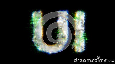 green cybernetic text UI with noise distortion, isolated - object 3D rendering Stock Photo