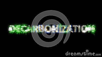 green cybernetical text DECARBONIZATION with noise distortion, isolated - object 3D rendering Stock Photo