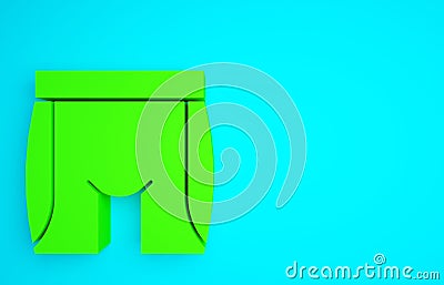 Green Cycling shorts icon isolated on blue background. Minimalism concept. 3d illustration 3D render Cartoon Illustration