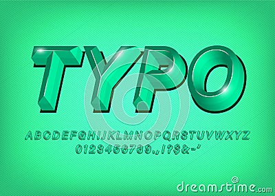 Green 3d Alphabet typeface text effect title Vector Illustration