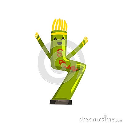 Green dancing inflatable tube man with waving hands vector Illustrations on a white background Vector Illustration