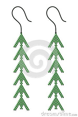 The green dangling earrings Vector Illustration