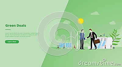 Green deal agreement concept for website design template banner or slide presentation cover Cartoon Illustration