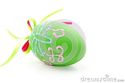 Green decorated easter egg Stock Photo