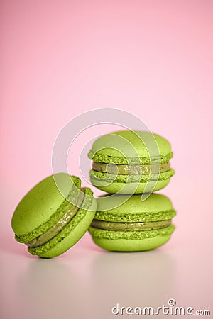 Green and delicious mocha flavored macaron dessert Stock Photo