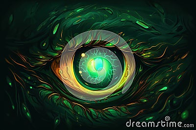 Green demon eye monster. Generate Ai Stock Photo