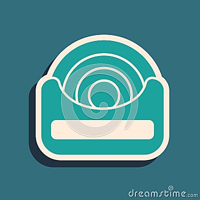 Green Dental floss icon isolated on green background. Long shadow style. Vector Vector Illustration