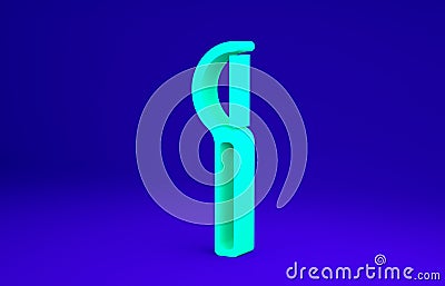 Green Dental floss icon isolated on blue background. Minimalism concept. 3d illustration 3D render Cartoon Illustration