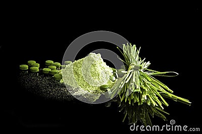 Green Dietary supplements. Stock Photo