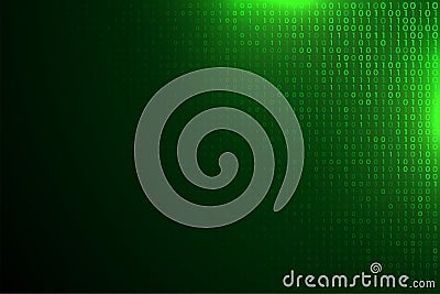 Green digital binary numbers glowing background Vector Illustration