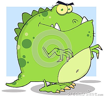 Green Dinosaur Cartoon Character Vector Illustration