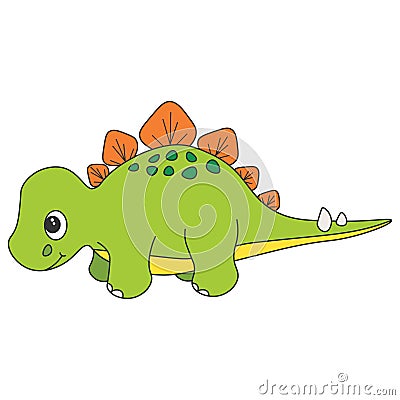 Green Dinosaur stegosaurus cartoon isolated cute illustration Cartoon Illustration