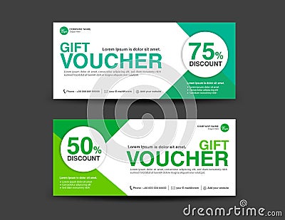 Green Discount Voucher template, coupon design, Gift, ticket Vector Illustration