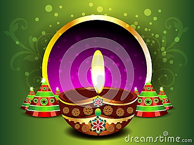 Green Diwali Background Vector Illustration