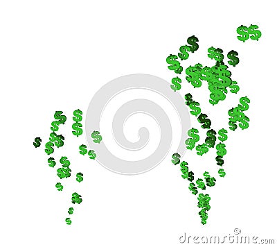 Green dollar signs floating upward on a white background. 2 versions. Passive income stream generation concept. Making money Stock Photo