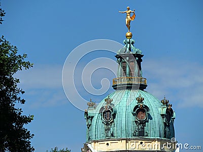 Green dome of the Charlottenburg castel to Berlin in Germany. Editorial Stock Photo
