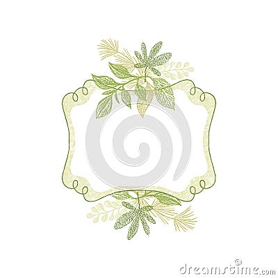 Green doodle flower hand drawn frame, Vector Illustration