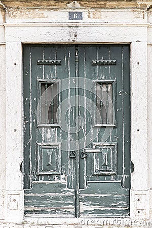 Green doors Stock Photo