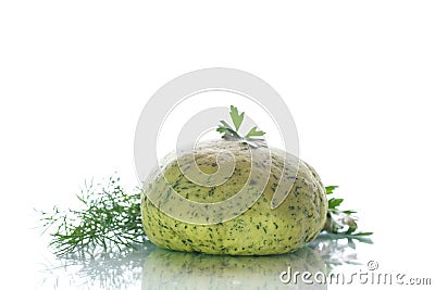 Green dough with dill and parsley Stock Photo