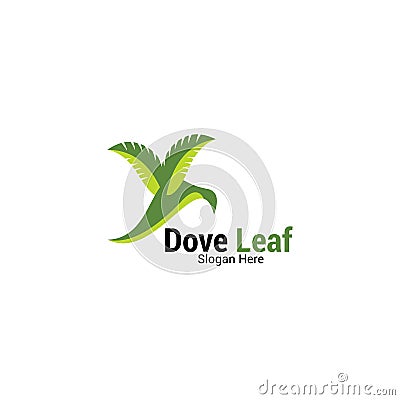 green dove leaf wing combination concept Vector Illustration