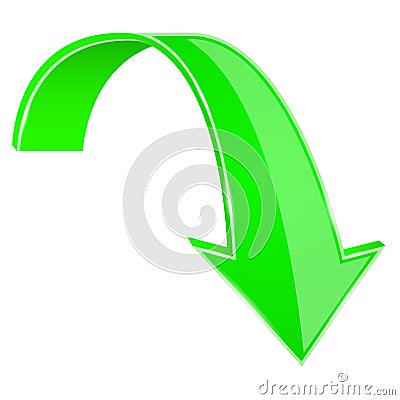 Green down arrow. 3d sign Vector Illustration