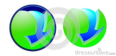 Green download icon arrow and sphere Stock Photo