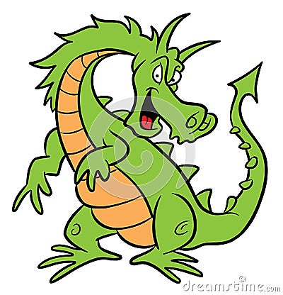 Green dragon cartoon illustration Vector Illustration