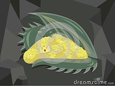 Great Dragon and Gold Vector Illustration