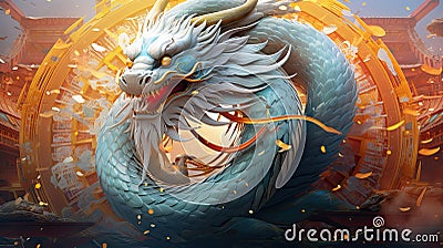 A green dragon with golden eyes is a symbol of the new year 2024 Stock Photo