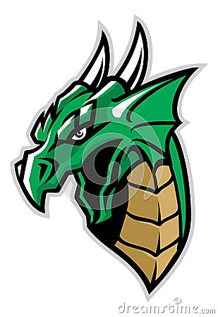 Green dragon head mascot Vector Illustration