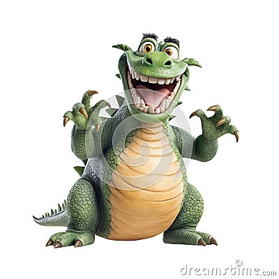 Green dragon laughing isolated background Stock Photo