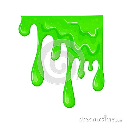 Green dripping slime background. Creepy toxic liquid. Vector cartoon illustration. Vector Illustration