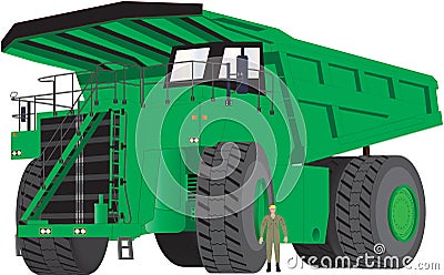 Green Dumper Truck Vector Illustration