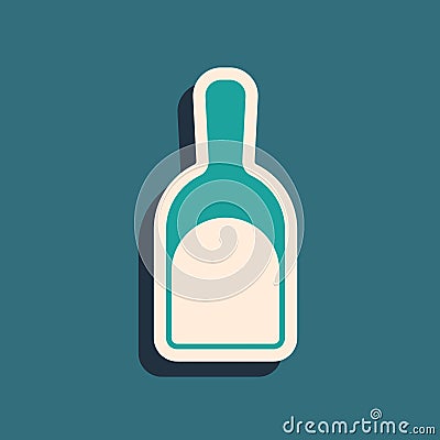 Green Dustpan icon isolated on green background. Cleaning scoop services. Long shadow style. Vector Stock Photo