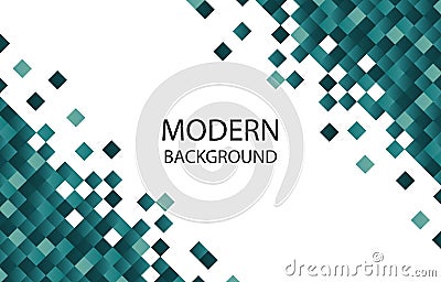Green Dynamic Square Pixel Geometric Modern Background Vector Illustration