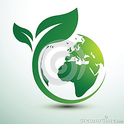 Green earth concept with leaves Vector Illustration