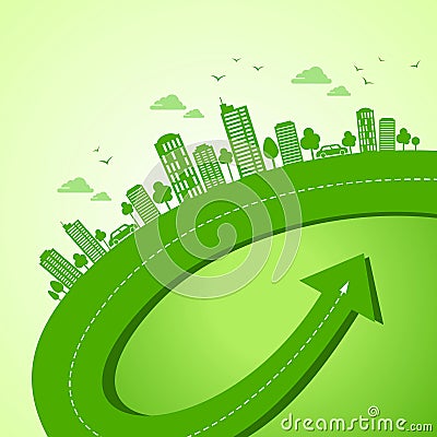 Green earth- ecology concept with arrow Vector Illustration