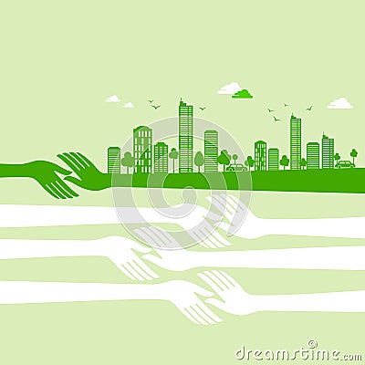 Green earth- ecology concept with comunication Vector Illustration