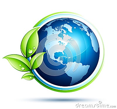 Green earth and leaves Vector Illustration