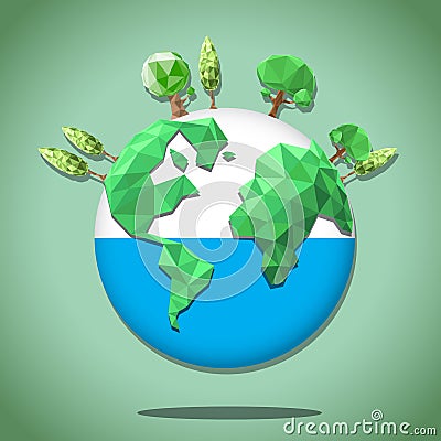 Green earth polygon Vector Illustration