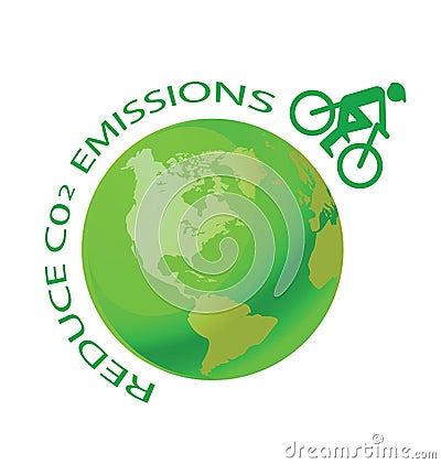 Green earth with pushbike Vector Illustration