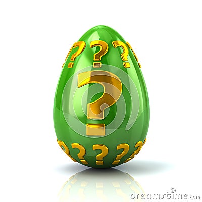 Green Easter egg with question mark Cartoon Illustration