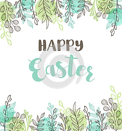 Green Easter greeting card Vector Illustration