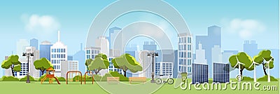 Green eco city and life , relax garden,urban landscape Vector Illustration