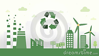 Green Eco City and Recycle concept.Environment and Ecology sustainable development concept. Vector Illustration Vector Illustration