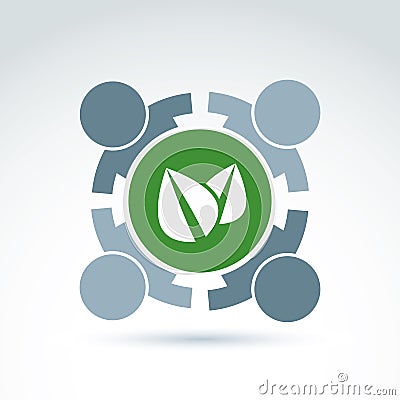 Green eco conceptual symbol, ecology association sign, abstract Vector Illustration