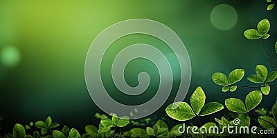 Green eco-friendly background with leaves for banner or website design Stock Photo