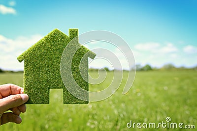 Green eco house environmental background Stock Photo