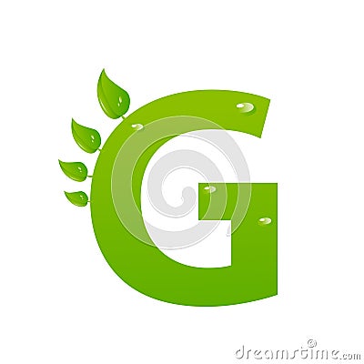 Green eco letter G Vector Illustration