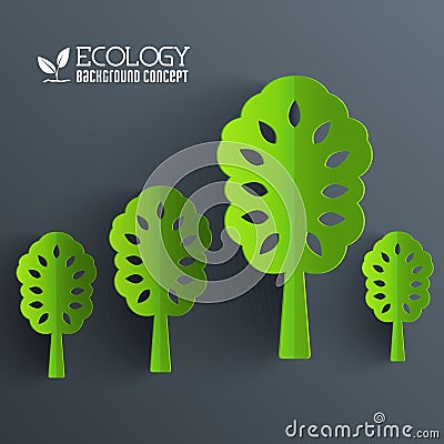 Green eco neture tree vector illustration background concept. Template web and mobile design Cartoon Illustration